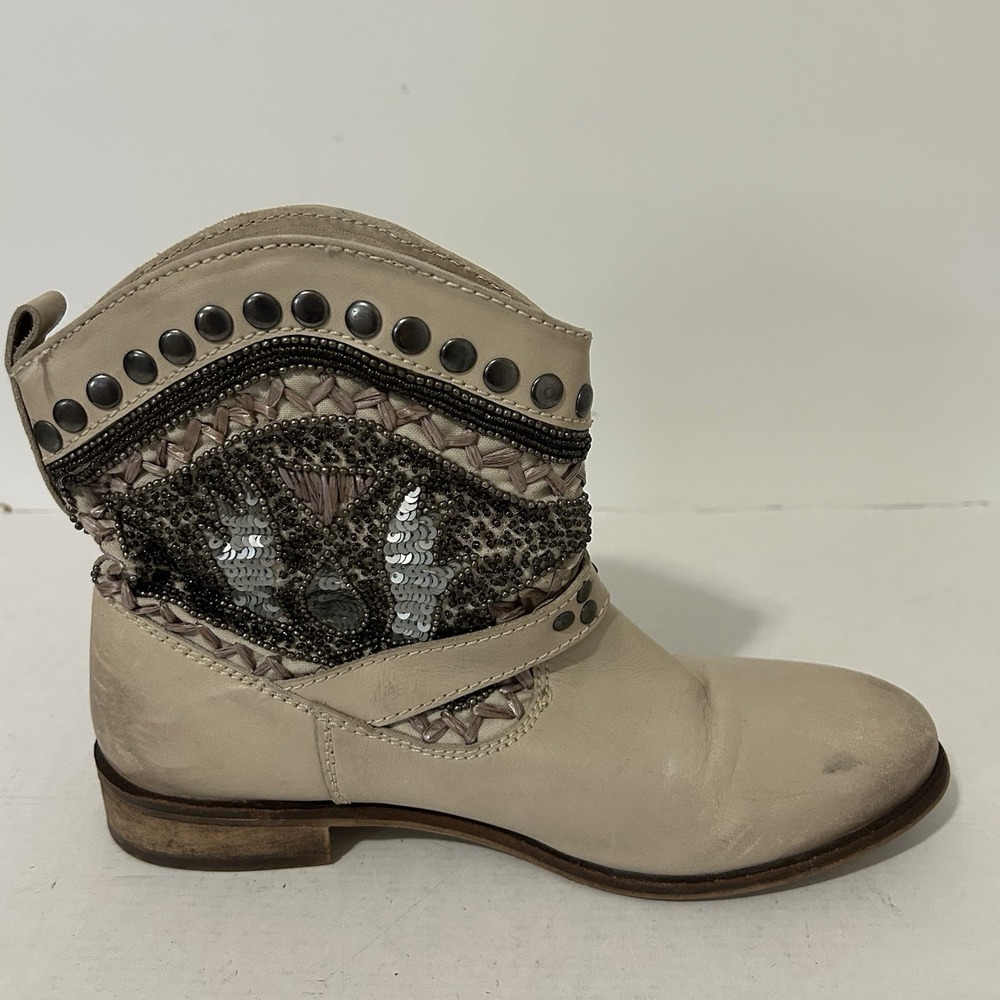 Naughty Monkey Beaded Leather Ankle Boots Size 9 Womens Boots Western Festival